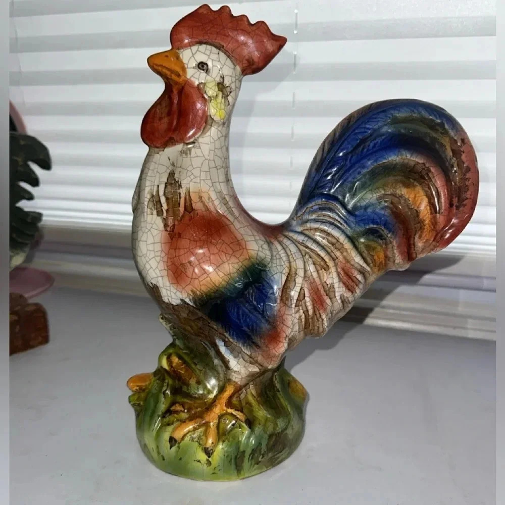 Vintage Ceramic Rooster Figurine - Farmhouse Decor